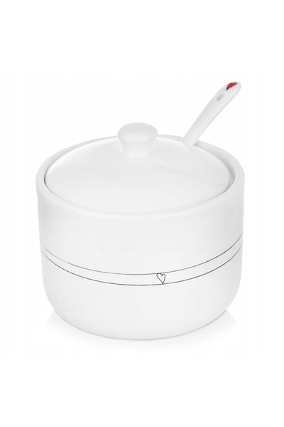Orion Zaharniță ceramică cu linguriță, model INIMĂ, 300 ml, 155401
