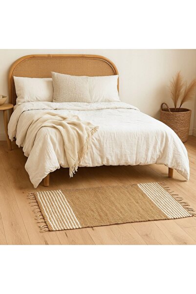 Gift Decor COVOR DIN JUT CU FRANJURI PENTRU SUFRAGERIE ȘI HOL 70X140 CM BEJ N...