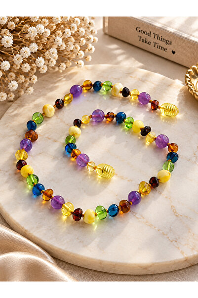 NİSSBEBE Certified Original Drop Amber Baby-Child Necklace and Adult Turquois...
