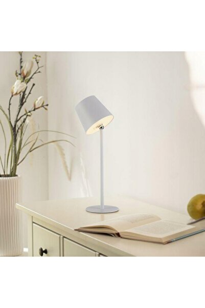 Zuma Line Lampă de masă LED albă portabilă pentru cameră, living, dormitor BO...