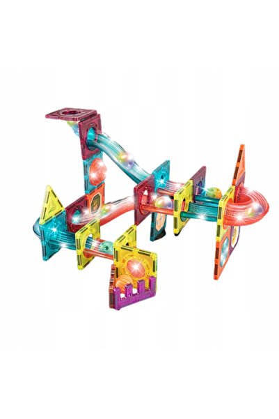 MerKan Cuburi magnetice de construcție – Circuit luminos cu bile – Kulodrom, ...