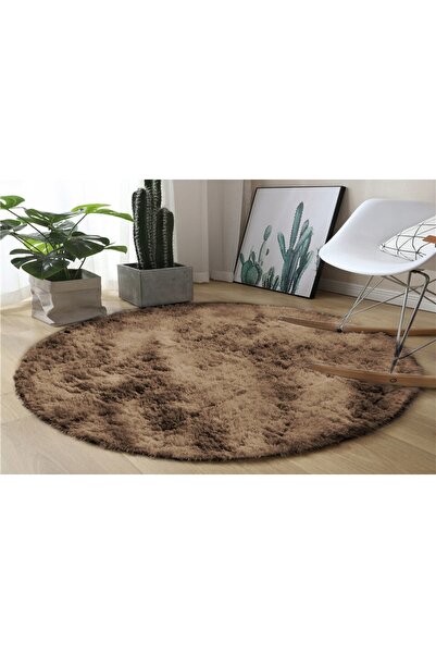 Strado Covor shaggy rotund, ombre, antiderapant, modern, pentru living, 90x90