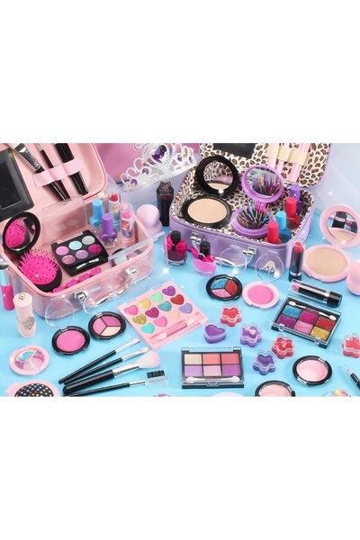 NO BRAND Set de machiaj pentru fete, kit de unghii, valiză cadou, farduri