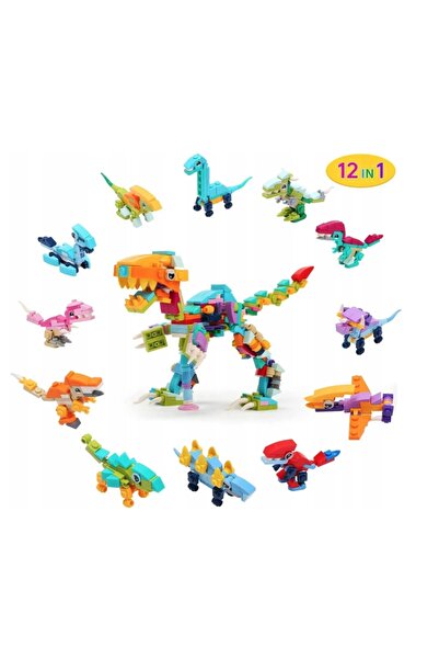 Pan i Pani Gadżet BLOCURI DE CONSTRUCȚIE 12-în-1 DINOZAURI DINO DISTRAȚIE CAL...