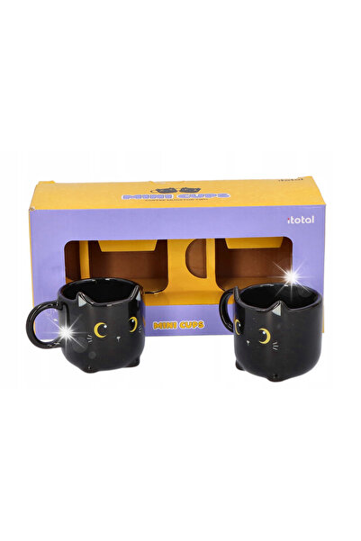 NO BRAND i-total Căni negre pentru espresso cu urechi de pisică, 2 buc., 90 ml