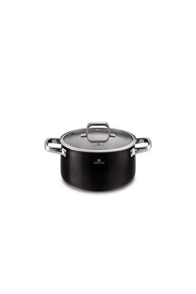 Gerlach Prime Oală de 24 cm, 5l, cu capac, negru mat, pentru inducție și gaz