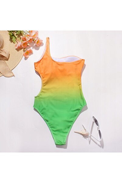NO BRAND Costum de baie întreg, pe un umăr, ombre, S