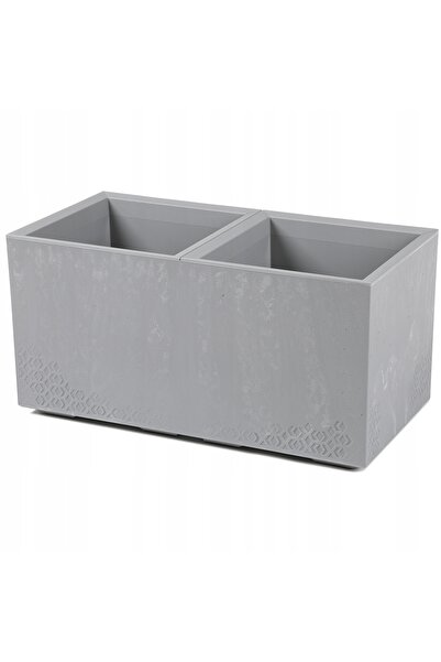HowHomely Jardinieră dreptunghiulară MARE, imitație beton, GRI, cu roți, ghiv...