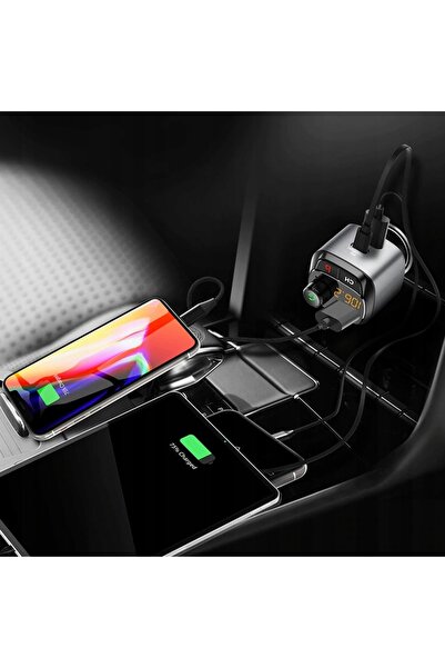 AGMITY Transmițător auto FM, încărcător de 36 W, QC 3.0, tip C, Bluetooth