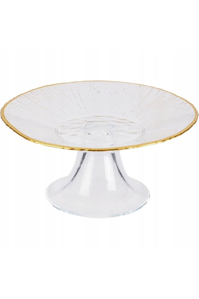 Home Styling Collection Platou de tort din sticlă, cu picior, auriu, 15,5 cm