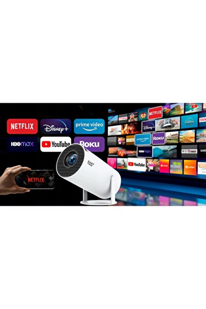 NO BRAND PROIECTOR LED ALB 4K ANDROID 11.0 WIFI HDMI USB PROCESOR QUAD CORE