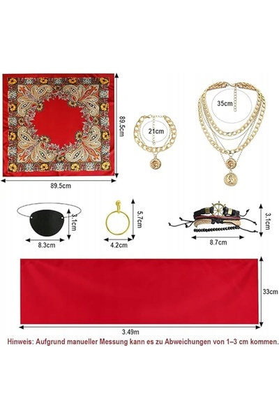 NO BRAND ȚINUTĂ ȘI ACCESORII DE PIRAT PENTRU FEMEI – BANDĂ DE PIRAT, COSTUM D...