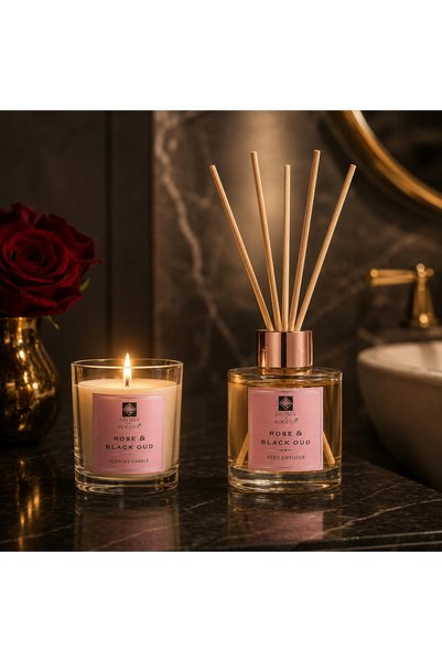 Strado Set difuzor de aromă cu bețișoare pentru casă 50 ml + 2 lumânări Trand...