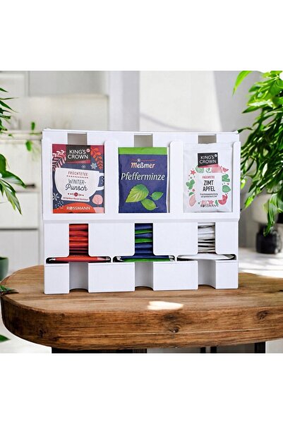 NO BRAND Organizator modern de ceaiuri |   Dozator Herbaciarka Loft |   Alb