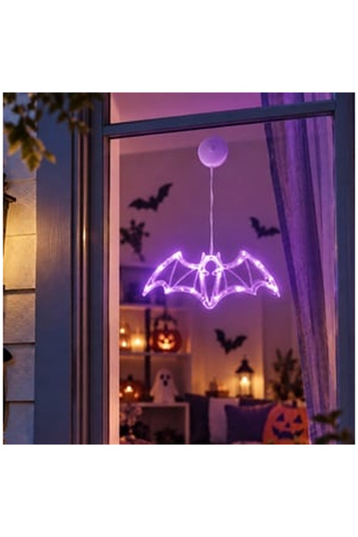 OEM Halloween Hanging Bat with 16 Purple LEDs - 10x25cm