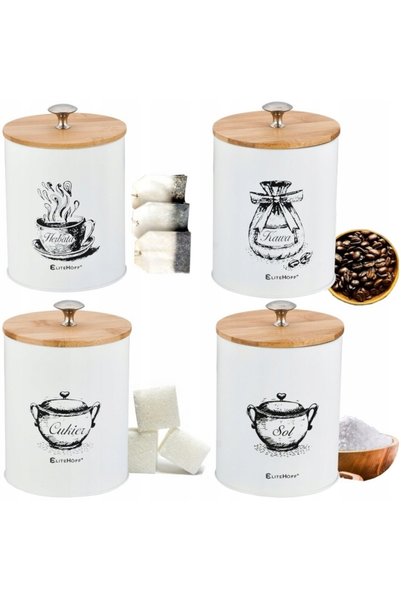 NO BRAND SET DE 4 RECIPiente pentru SARE, CAFEA, HARBATE, ZAHAR