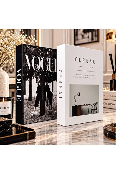 2’li Dekoratif Kitap Kutu Seti İki Kadın & Cereal Temalı Kitap Görünümlü Dekoratif Kutu