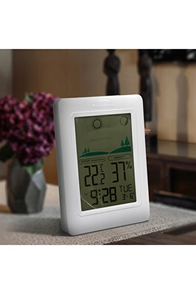 NO BRAND Stație meteo LCD fără fir, alimentată cu baterii, cu ceas cu alarmă ...