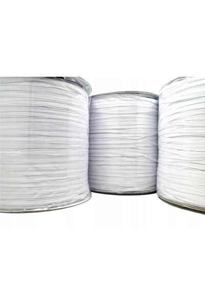 NO BRAND Bandă elastică pentru măști, albă, plată, 4mm, 200m