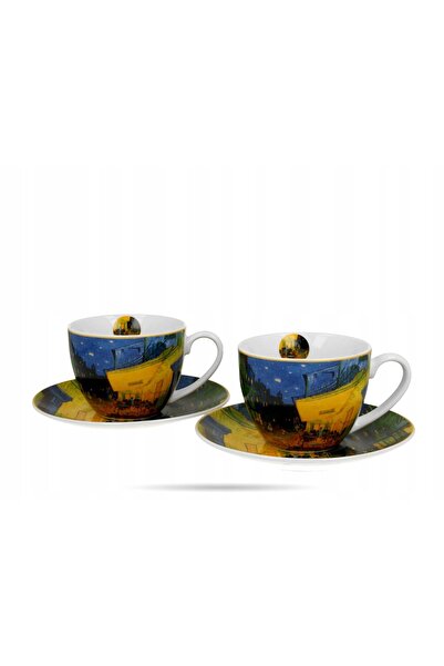 Duo Set elegant de cești cu farfurioare TERRACE AT NIGHT, 2 piese, 270 ml