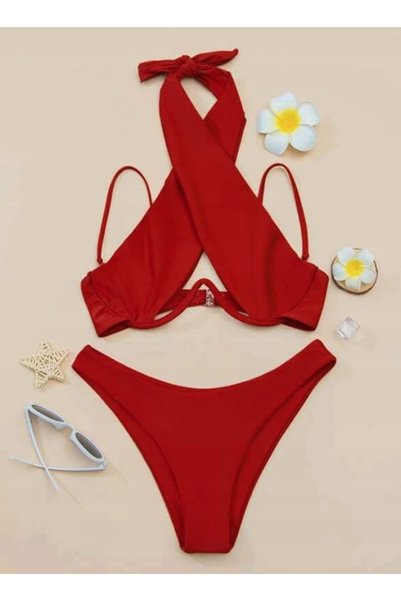 NO BRAND Costum de baie din două piese, sexy, cu legături, mărimea M