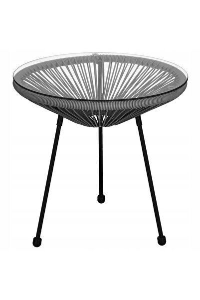 Springos Măsuță rotundă din ratan sintetic pentru exterior, balcon, terasă, g...