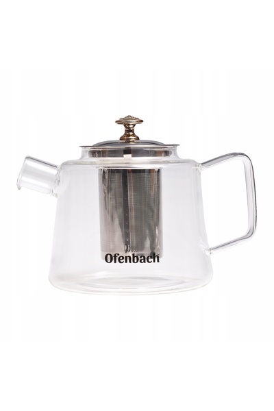 Ofenbach Ceainic de sticlă cu infuzor pentru ceai de plante, de 1100ml, pentr...