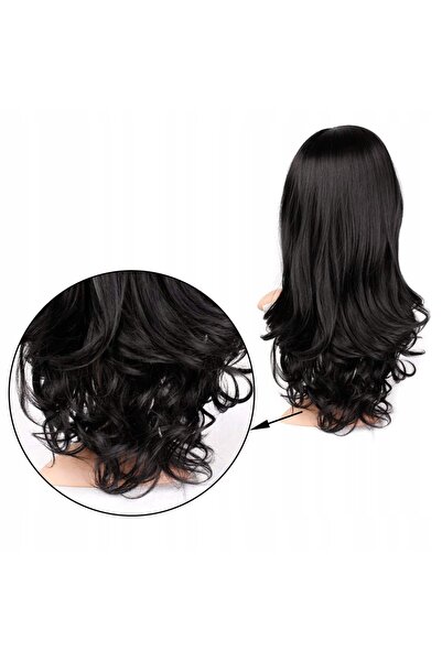 Korbi Perucă de damă, păr lung 65cm, negru blond, cosplay, deghizare, W18