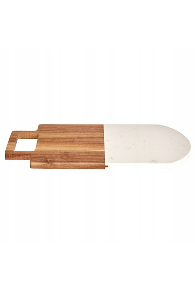 kinvara Tocător de bucătărie cu mâner, marmură albă, 38x18, durabil, rezistent