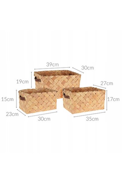 Home Styling Collection Set de coșuri împletite, 3 bucăți, din lemn, maro