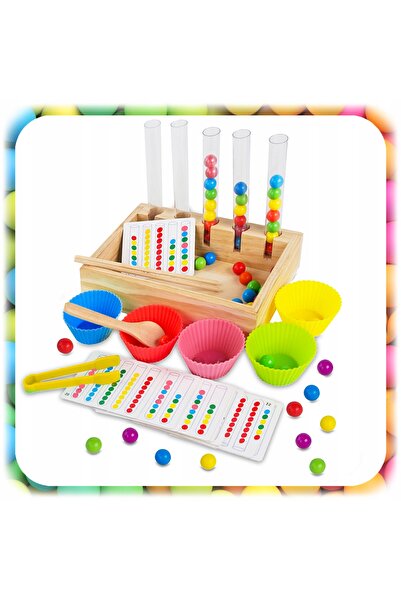 NO BRAND Puzzle Montessori din lemn, joc senzorial, bile de sortat, set XL, 8...