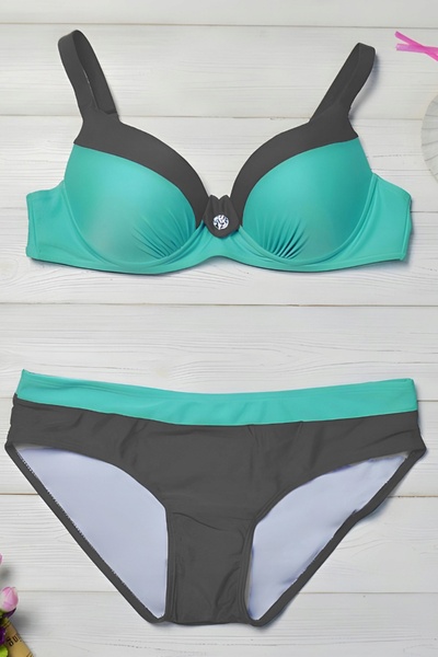NO BRAND Costum de baie de damă, set bikini din două piese, push-up, pentru p...