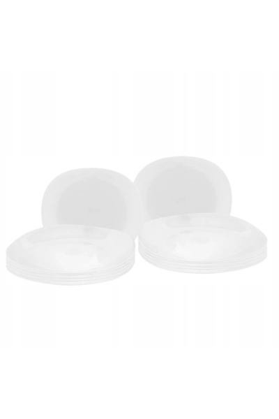 ALTOM DESIGN Farfurii de desert din sticlă White Harmony, albe, 21,5 cm, 12 b...