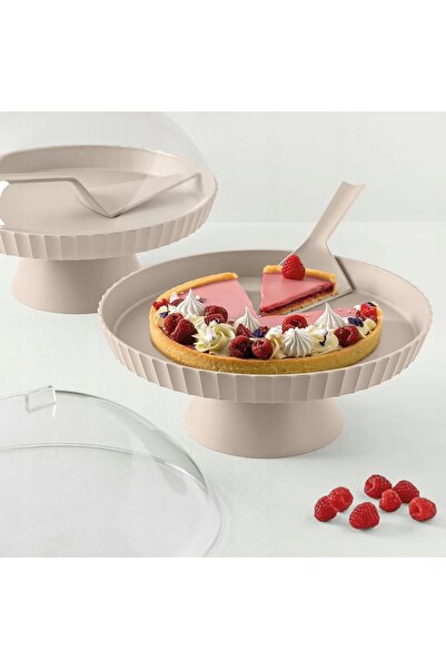 NO BRAND BLIM PLUS AGORA Platou pentru tort cu capac bej