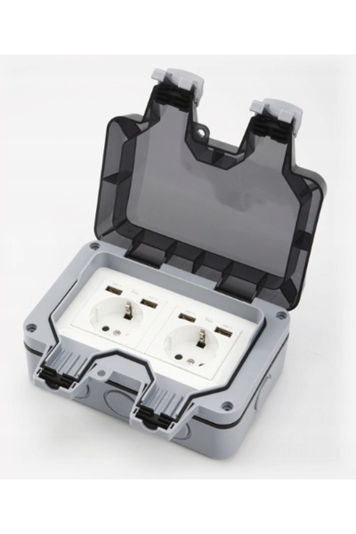 Pan i Pani Gadżet Priză USB dublă impermeabilă de exterior IP66