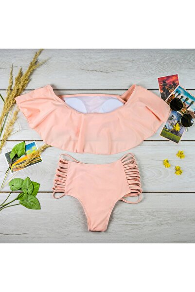 NO BRAND Costum de baie din două piese, modelator, stil spaniol, cu volane, p...