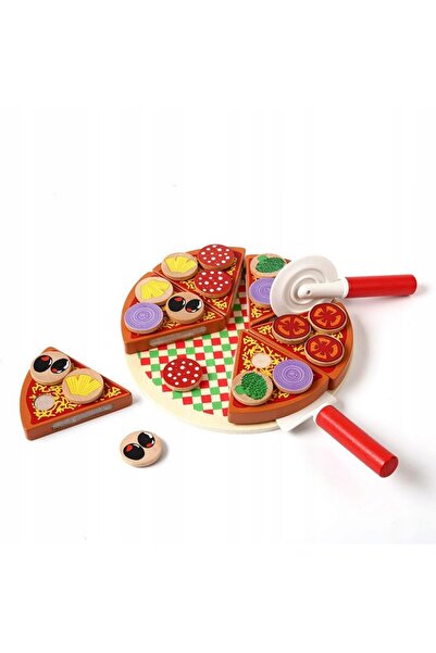 Ikonka Set de joacă din lemn pentru pizza cu accesorii 20 cm