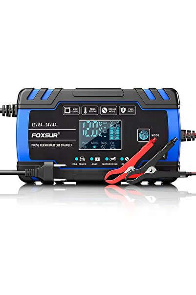 Foxsur ÎNCĂRCĂTOR-REDRESOR DE BATERII INTELIGENT PUTERNIC 12V 24V 8A În stoc