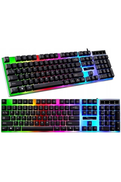 Retoo Tastatură de gaming hibridă RGB + Set mouse de gaming