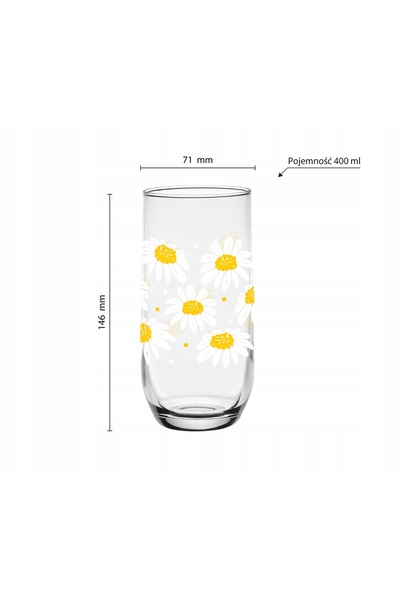 Glasmark CĂLĂRĂ DE STICLĂ 400ML CU MODEL FLORI ȘI ALBINE, PENTRU CAFEA ȘI CEAI