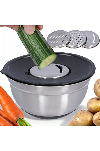 NO BRAND Răzătoare de legume cu bol de 4,5 L și trei răzătoare, practică pent...