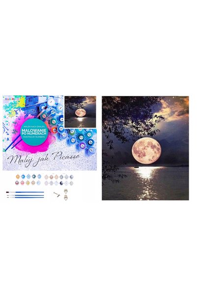 Norimpex Pictură pe numere Lună Plină deasupra Lacului 50X40 Cu Ramă