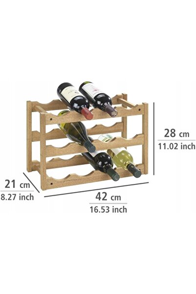 Wenko Suport din lemn pentru 12 sticle de vin, de sine stătător, maro, 28x42 cm