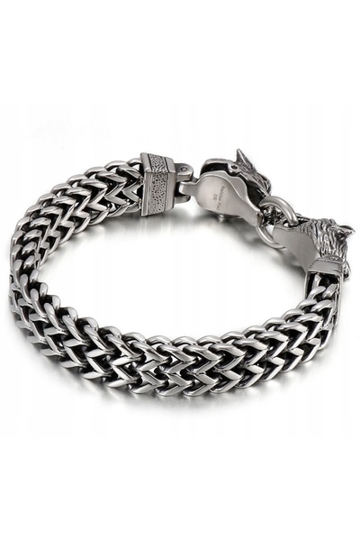 NO BRAND Brățară WIKINGS Lupi Amuletă Nordică 316L 215