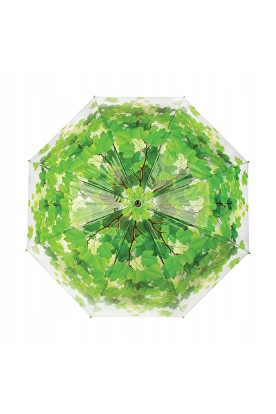 Esschert Design Umbrelă transparentă automată, mare, 92,5cm, cu design frunză.