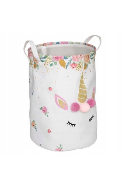 Atmosphera Coș de jucării pentru copii Unicorn cu pompoane 35 cm Geantă organ...