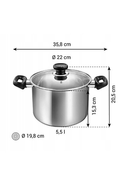 TESCOMA Oală BRAVA cu capac ø 22 cm, 5.5 l