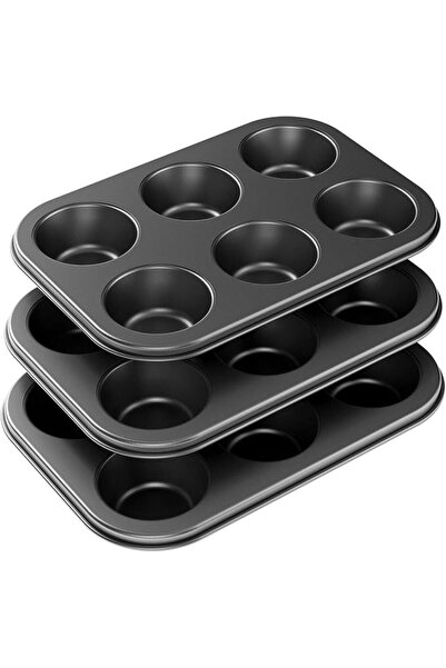 Tiawudi 3 Pack Nonstick Muffin Pan, Carbon Steel Cupcake Pan, Easy to Clean a...