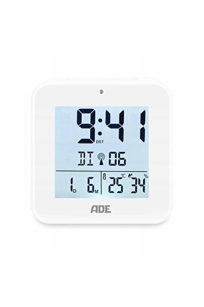 ADE Ceas electronic cu termometru și higrometru 8 x 3,5 x 8 cm alb