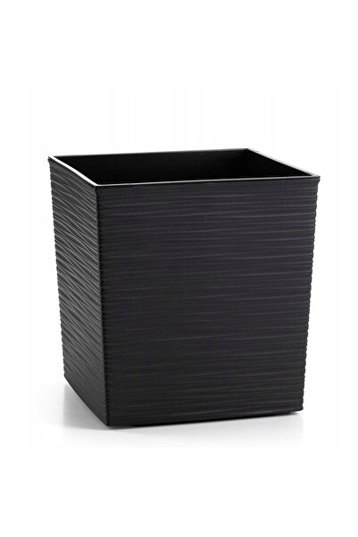 HowHomely Ghiveci pătrat din plastic rezistent + INSERT negru mare 25x25 cm